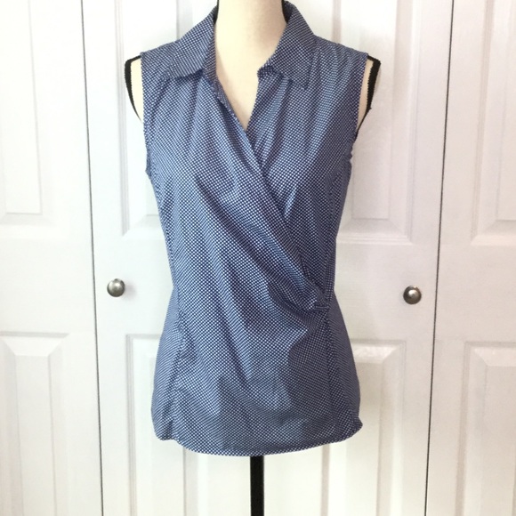 Talbots Tops - Talbots Blue and White Polka Dot Sleeveless Top 16